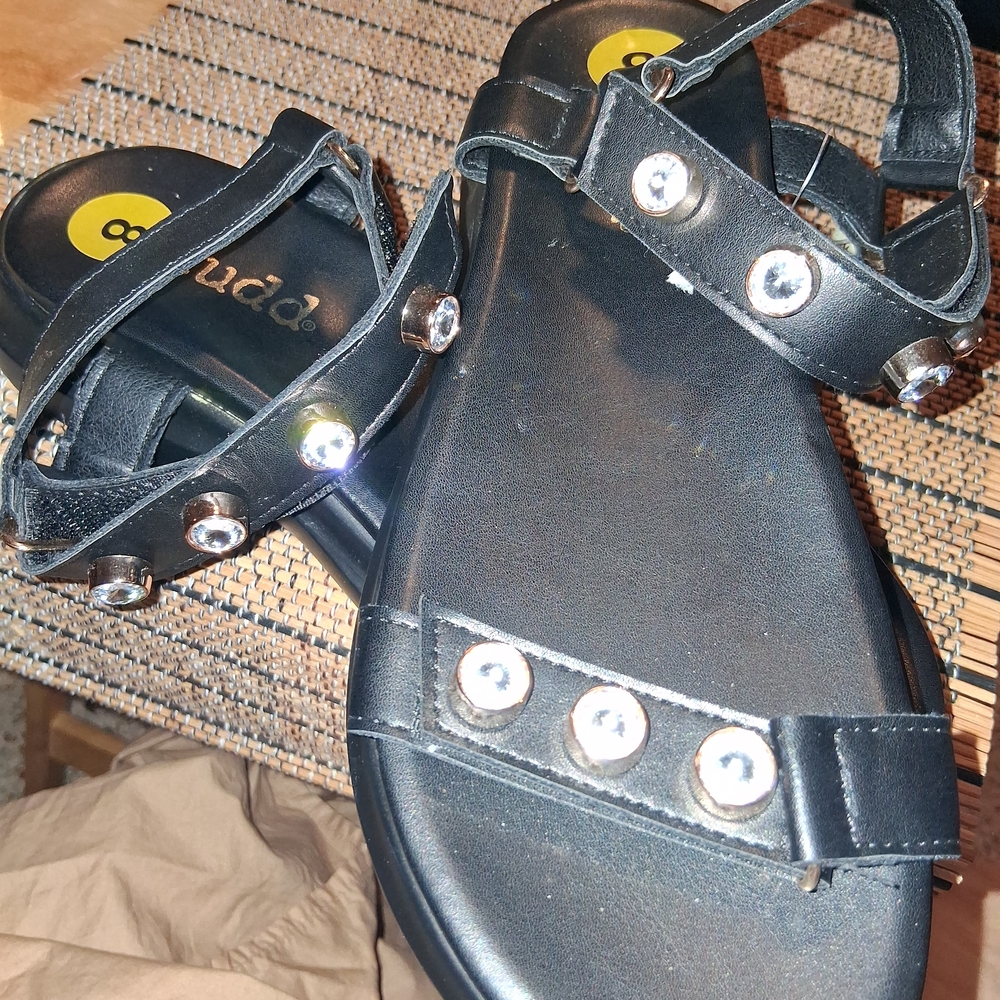 Mudd Black Jeweled Strap Sandals - Picture 3 of 4